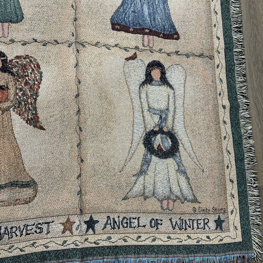 Angels of the SEASONS Tapestry Throw New ‎ Washable artist Cindy Shamp made USA